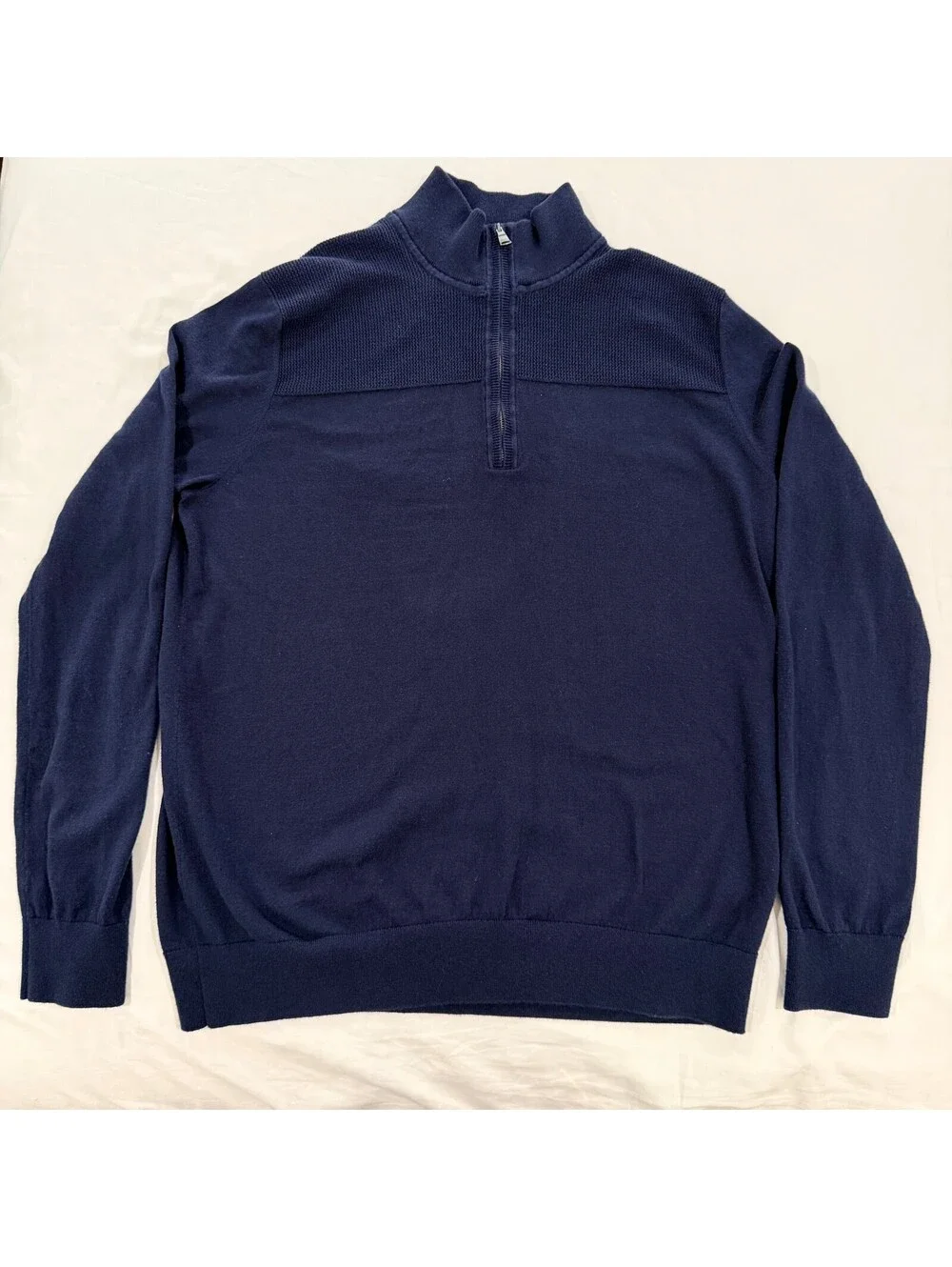 Banana Republic Men’s L Tall Navy Pima Cotton Cashmere Quarter Zip Sweater